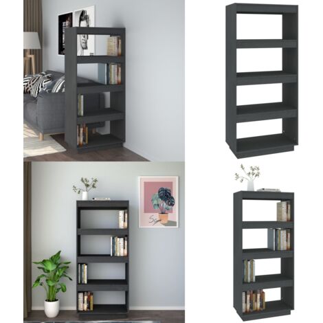 Estantería/divisor de espacios madera de pino gris 60x35x135 cm - Estantería de libros - Estantería gris
