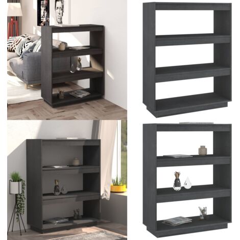 Estantería/divisor de espacios madera de pino gris 80x35x103 cm - Estantería de libros - Estantería gris