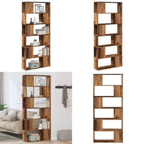 Estantería/divisor de espacios madera envejecida 80x24x186 cm - Estantería de madera - Estantería para libros