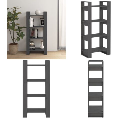 Estantería/divisor de espacios madera maciza gris 60x35x125 cm - Estantería de libros - Divisor de ambientes