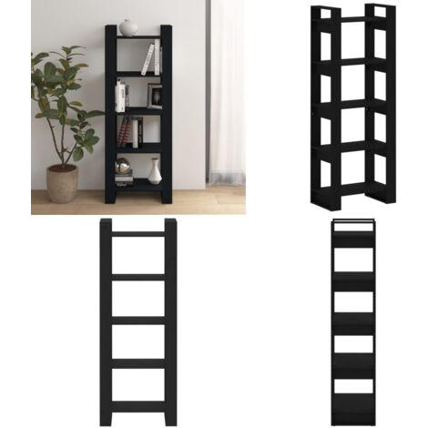 Estantería/divisor de espacios madera maciza negro 60x35x160 cm - Estantería de libros - Divisor de ambientes