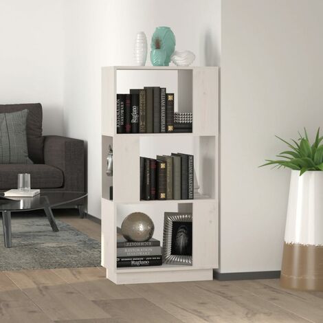 Estantería para Libros Librería Divisor de espacios madera pino blanco  80x25x101 cm ES17668A