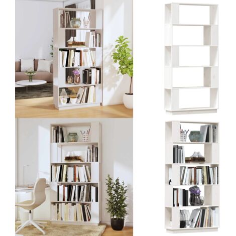 Estantería/divisor de espacios madera pino blanco 80x25x163,5cm - Estantería de pino - Estantería decorativa