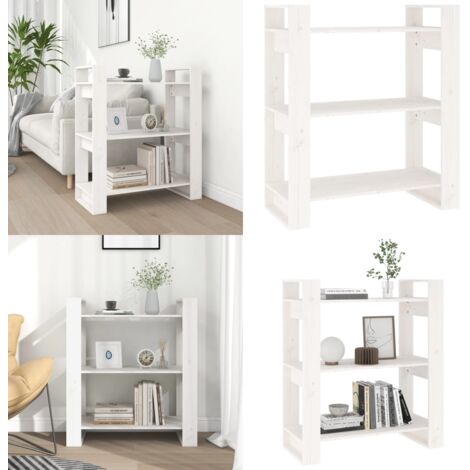 Estantería/divisor de espacios madera pino blanco 80x35x91 cm - Estantería de pino - Estantería decorativa