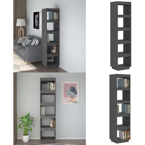 Estantería/divisor de espacios madera pino gris 40x35x167 cm - Estantería de libros - Separador de ambientes