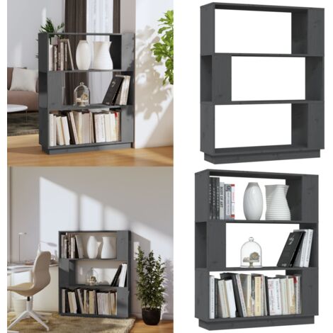 Estantería/divisor de espacios madera pino gris 80x25x101 cm - Estantería de pino - Estantería gris