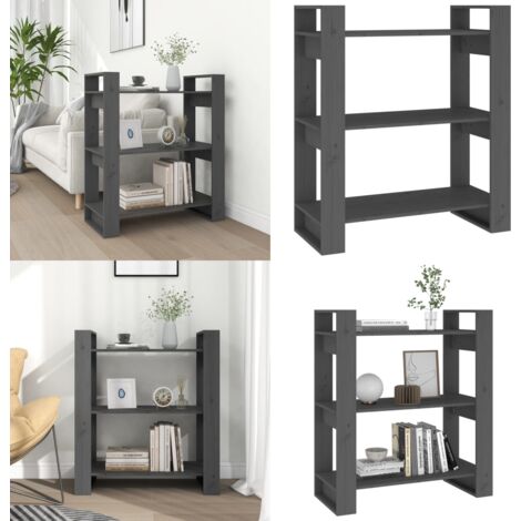 Estantería/divisor de espacios madera pino gris 80x35x91 cm - Estantería de pino - Estantería gris