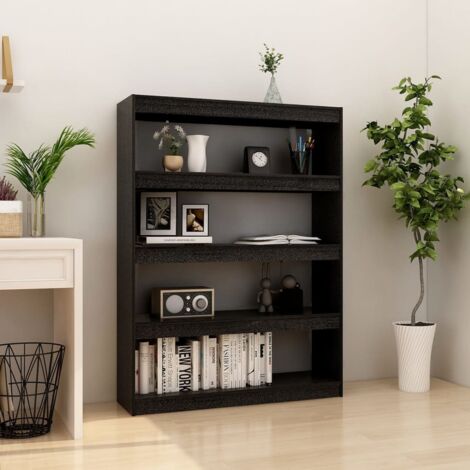 Estantería divisor de espacios madera pino negro 100x30x135,5cm vidaXL