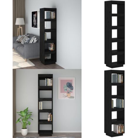 Estantería/divisor de espacios madera pino negro 40x35x167 cm - Estantería de libros - Separador de ambientes