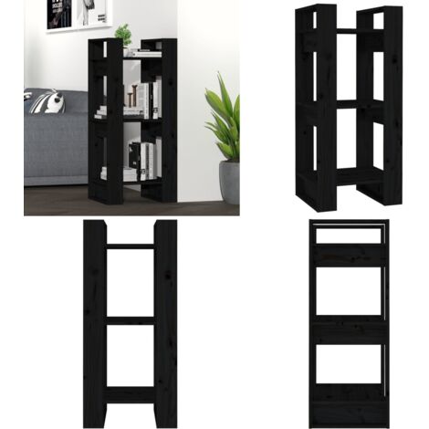 Estantería/divisor de espacios madera pino negro 41x35x91 cm - Estantería de libros - Separador de ambientes
