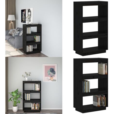 Estantería/divisor de espacios madera pino negro 60x35x103 cm - Estantería de libros - Separador de ambientes