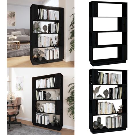 Estantería/divisor de espacios madera pino negro 80x25x132 cm - Estantería de pino - Estantería decorativa