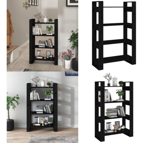 Estantería/divisor de espacios madera pino negro 80x35x125 cm - Estantería de pino - Estantería decorativa