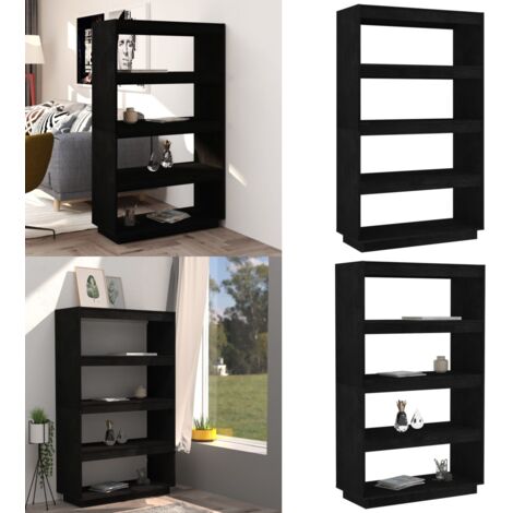 Estantería/divisor de espacios madera pino negro 80x35x135 cm - Estantería de libros - Estantería de pino