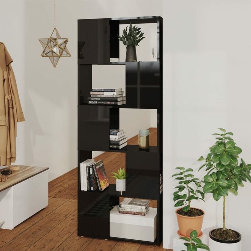 

Estantería divisor de espacios negro con brillo 60x24x155 cm