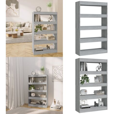 Estantería/divisor madera ingeniería gris Sonoma 80x30x135 cm - Estantería de libros - Divisor de ambientes