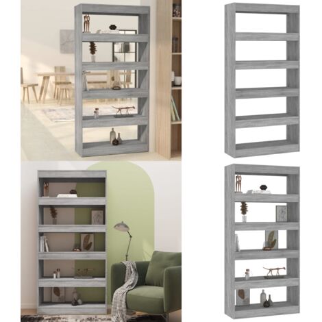 Estantería/divisor madera ingeniería gris Sonoma 80x30x166 cm - Estantería de libros - Divisor de ambientes