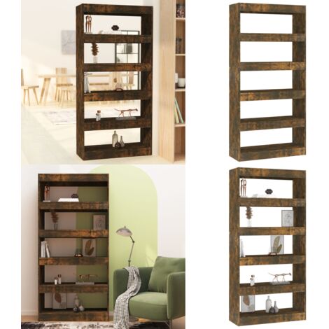 Estantería/divisor madera ingeniería roble ahumado 80x30x166 cm - Estantería de madera - Estantería de roble