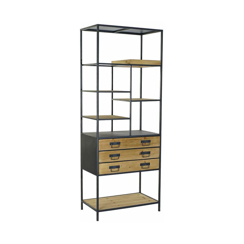 

Estantería DKD Home Decor Negro Metal Abeto Marrón claro (70 x 40 x 180 cm)