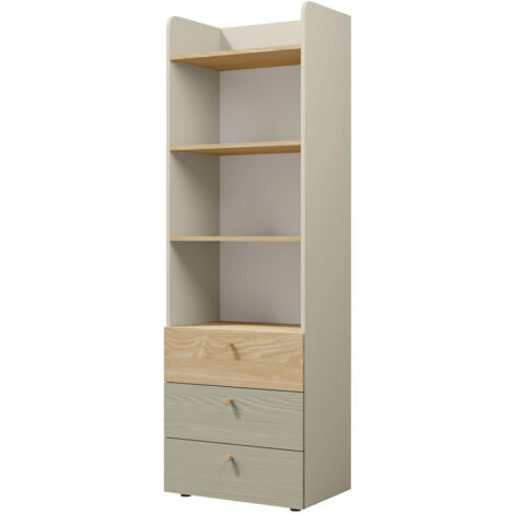 Estantería Domcali 104, Gris + Roble, Con cajones, Abierto, Aglomerado laminado, Número de puertas: 0, Número de cajones: 0, 185x60x40cm