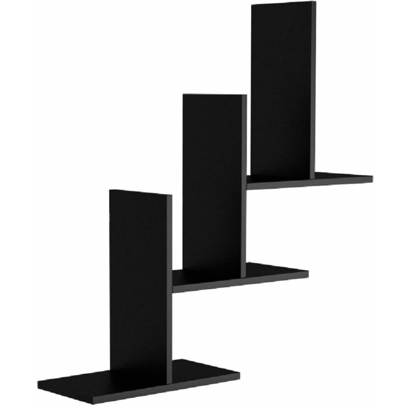

Home Mania - Homemania Estantería de pared Eclipse negro 80x20x81,8 cm - Negro