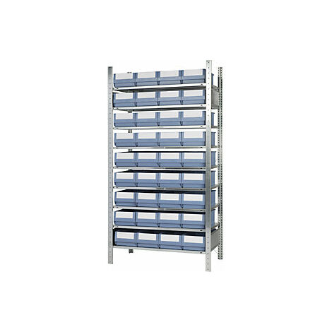 Estantería ensamblable con cajas  altura 2000 mm  36 cajas  9