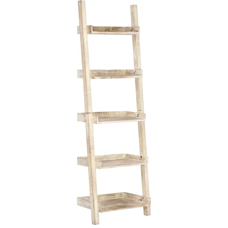 

vidaXL Estantería Escalera 75x37x205 cm Madera Maciza de Mango Blanca - Blanco