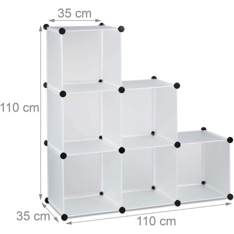 Estantería escalera librería divisoria 6 compartimentos blanca 130001140