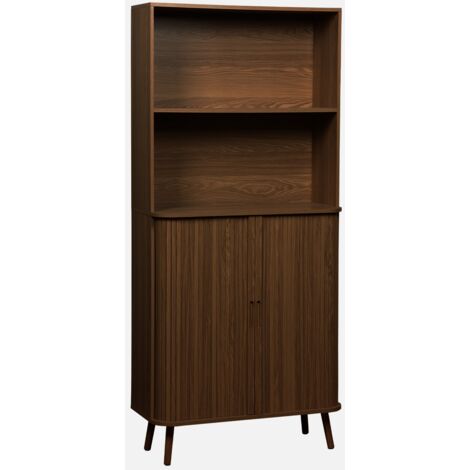 Estantería escandinavo, 2 puertas correderas, 4 niveles
