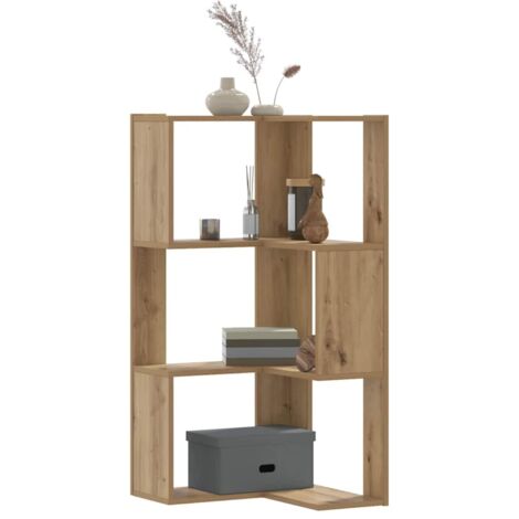 Estantería esquina 3 niveles madera roble artisan 50x50x102 cm