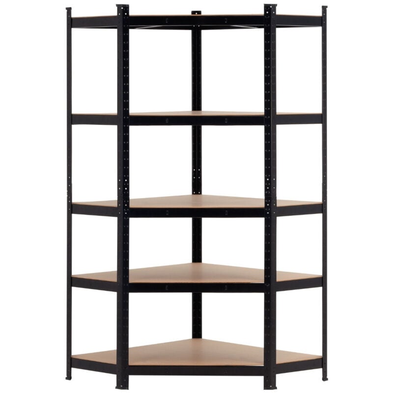 

Estantería Esquinera Modular Negra 5 Baldas Ajustables 180x90x40x70,5cm 875Kg GH91