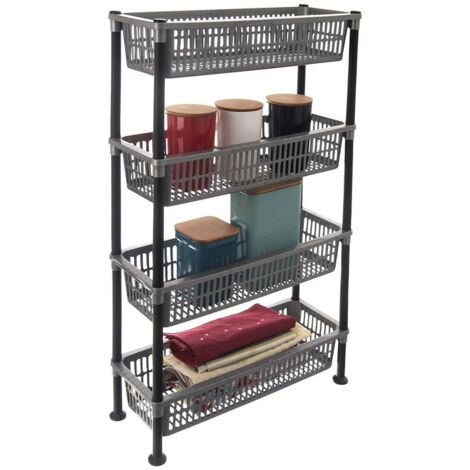 Estantería estrecha de baño de 4 niveles GRIS 50x19,5x83 cm