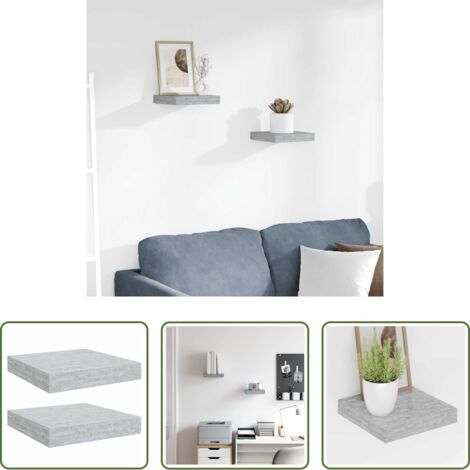 Estantería flotante -  Estante flotante pared 2 uds MDF gris hormigón 23x23,5x3,8 cm