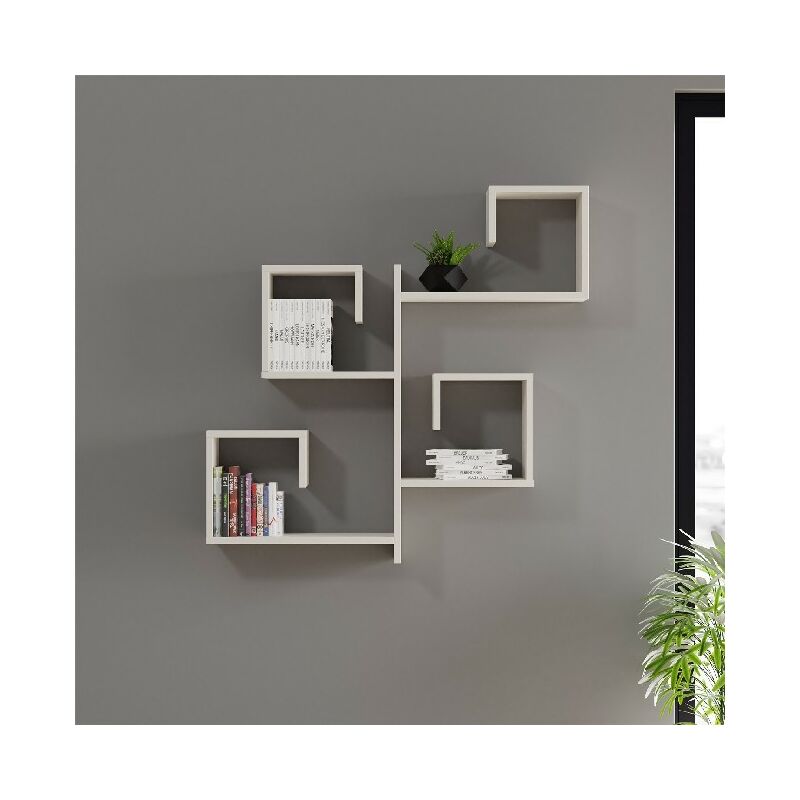 

Estanteria Fold - Estante de almacenamiento, Libros - Pared, Salon, Dormitorio - Blanco en Aglomerado de melamina, 106 x 22 x 115,5 cm
