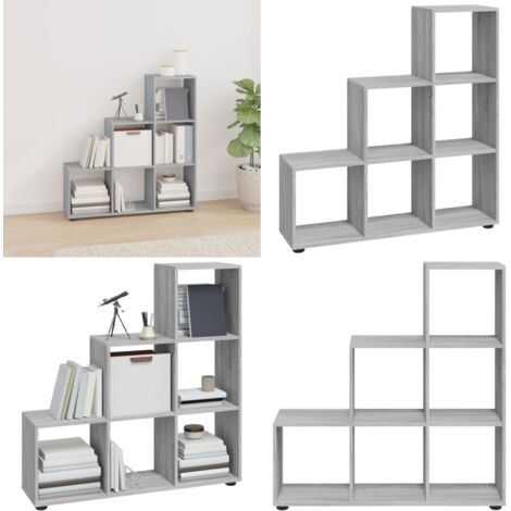 Estantería forma de escalera madera contrachapada gris Sonoma - Estantería de madera - Estantería gris