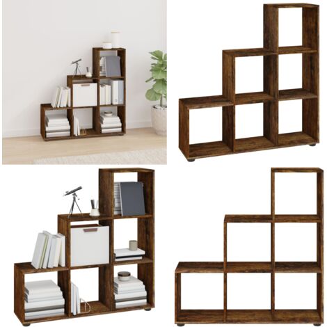 Estantería forma de escalera madera contrachapada roble ahumado - Estantería de madera - Estantería de roble