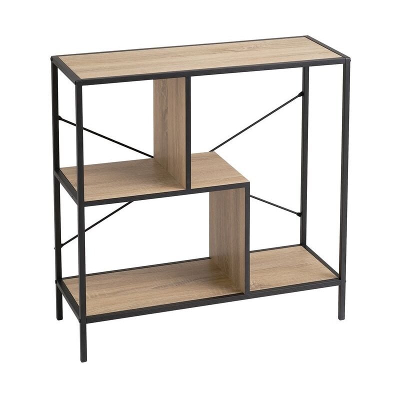 

Estantería geométrica con 3 baldas de metal y MDF beige de 80x30x80 cm