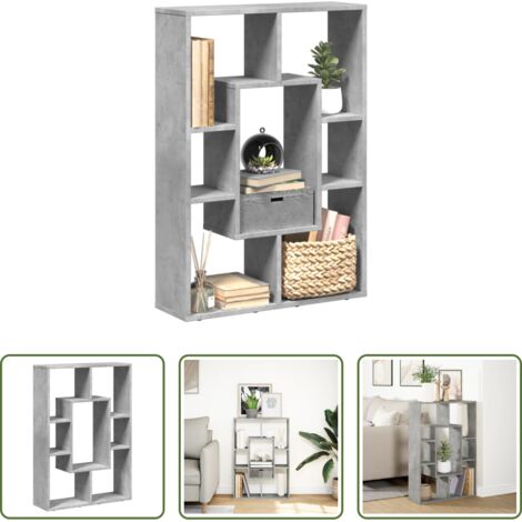 Estantería gris hormigón -  Estantería de madera de ingeniería gris hormigón 63x20x90 cm