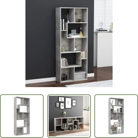 Estantería gris hormigón -  Estantería madera contrachapada gris hormigón 67x24x161 cm