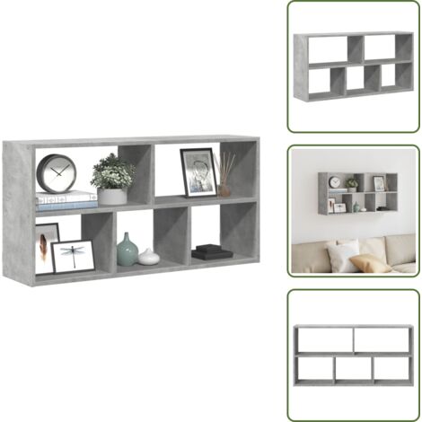Estantería gris hormigón - vidaXL Estantería de pared madera ingeniería gris hormigón 100x25x50cm - Espacio de almacenamiento