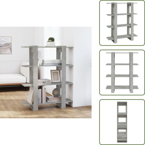 Estantería gris hormigón - vidaXL Estantería/divisor de espacios gris hormigón 100x30x123,5 cm - Estantería multifuncional