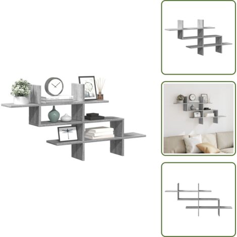 Estantería gris Sonoma - vidaXL Estante de pared madera ingeniería gris Sonoma 124,5x18x60,5 cm - Almacenamiento en pared
