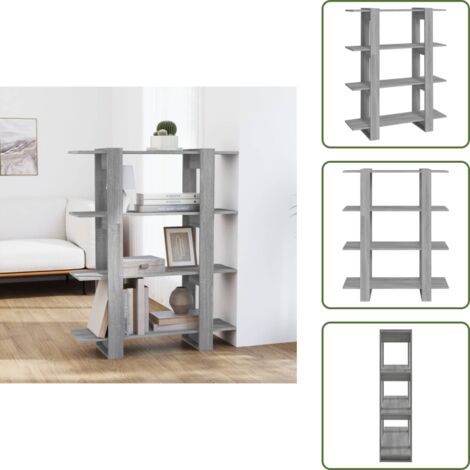 Estantería gris - vidaXL Estantería/divisor de espacios gris Sonoma 100x30x123,5 cm - Estantería de madera