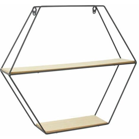 Estantería hexagonal de madera y metal de 46 cm