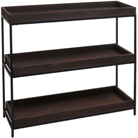 Estantería HHG-874, estantería de pie estantería para plantas estantería, madera metal 3 estantes 90x100x35cm, marrón oscuro