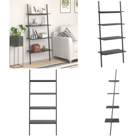 Estantería inclinada de 4 baldas negro 64x34x150,5 cm - Estantería de 4 niveles - Almacenamiento en casa