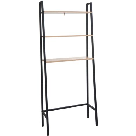 Estantería independiente para baño estante para lavadora diseño industrial escalera madera clara y metal 155x64x25 cm 040008693