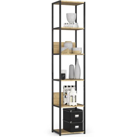 Estantería industrial AKORD metálica Negro 40 cm 6 estantes en color Roble Artisan 40x32x192 cm
