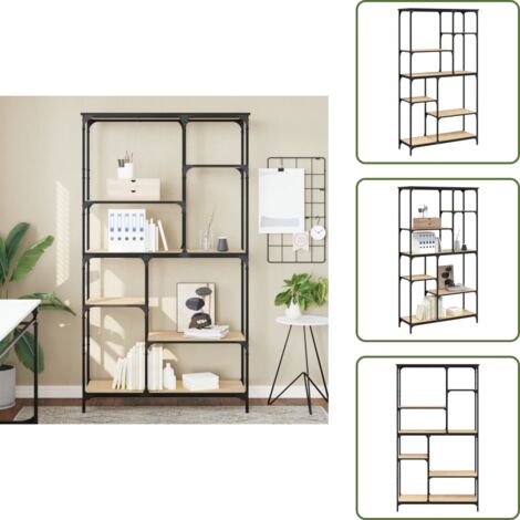 Estantería industrial - vidaXL Estantería madera ingeniería acero roble Sonoma 99x35,5x176 cm - Estantería de ingeniería