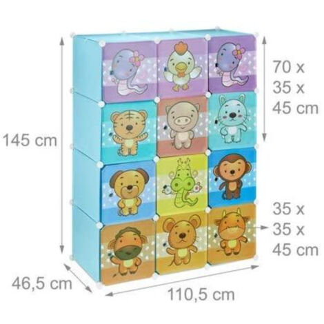 Estantería infantil armario modular de plástico para taquilla para animales azul 1300012092